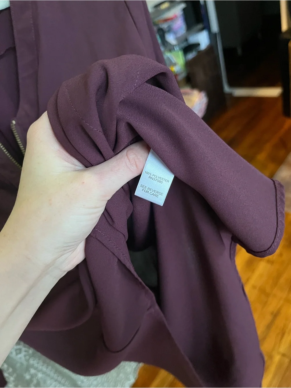 Cato Women's Plum Zip-Front Blouse - Picture 7 of 7
